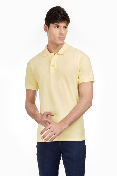 100% Organic Cotton Polo Neck T-shirt (Marvellous Yellow)