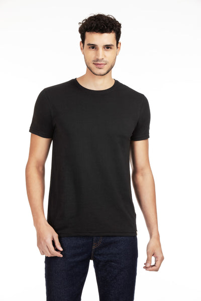 100% Organic Cotton Round Neck T-shirt (Bare Black)