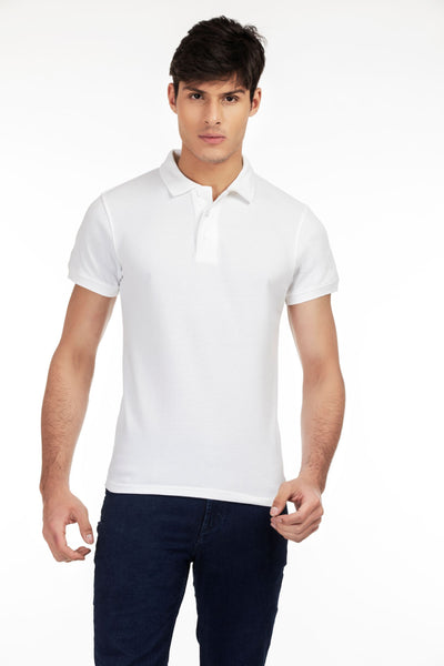 100% Organic Cotton Polo Neck T-shirt (Kalon White)