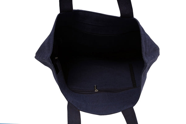 Reusable Juton Large Zipper Tote Bag -Blue
