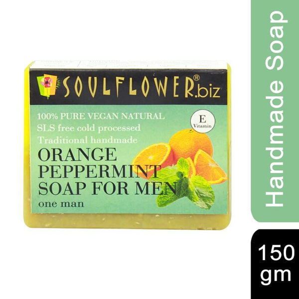 Soulflower Handmade Soap, Orange and Peppermint, 150g