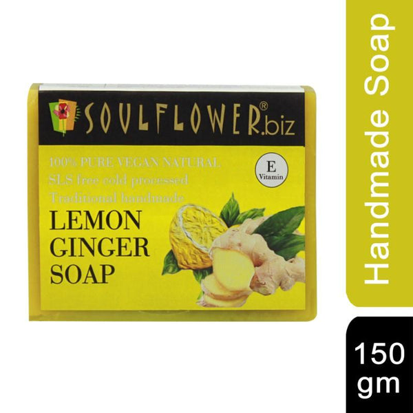 Soulflower Handmade Soap, Lemon and Ginger, 150g