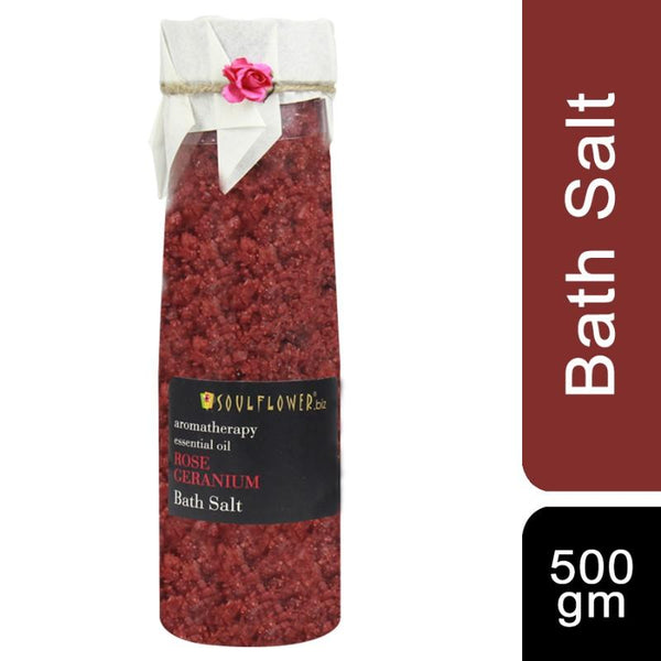 Soulflower Rose Geranium Bath Salt, 500g