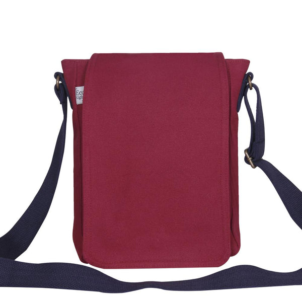 Reusable Eco-friendly Canvas Cross Body Bag - Maroon