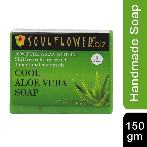 Soulflower Handmade Soap, Cooling Aloe Vera, 150g