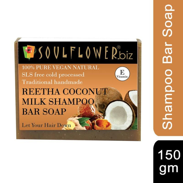 Soulflower Shampoo Bar, Reetha Coconut Milk, 150g
