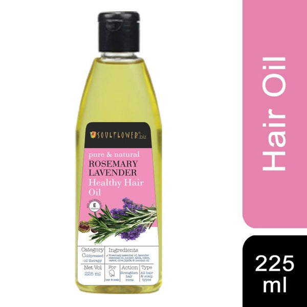 Soulflower Pure and Natural Rosemary Lavender Healthy Hair Oil, 225ml