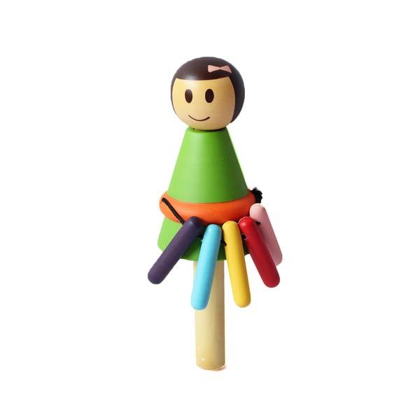 Wooden Baby Girl Rattle - 100% Safe, Natural & Eco-friendly