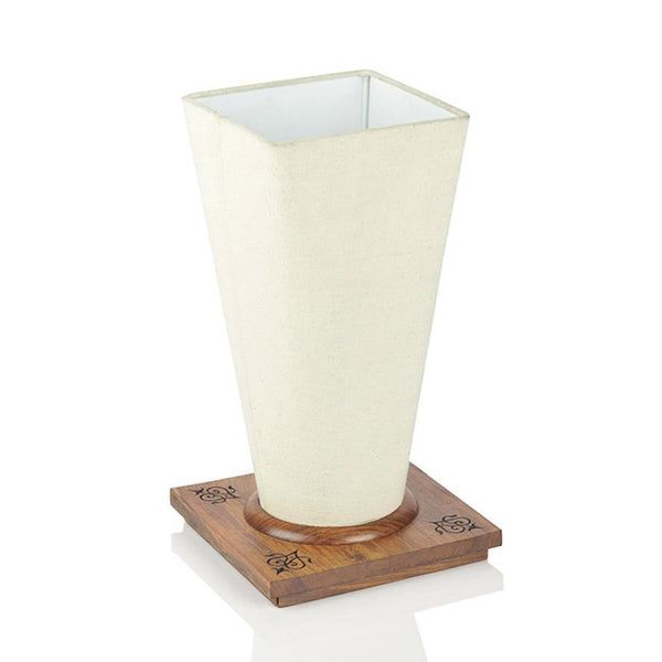 Conical Table Lamp in Sheesham Wood Created by Traditional Artisans