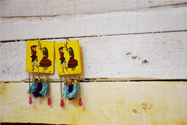 Dandiya Dangler Earrings Hand Painted by Women Artisans