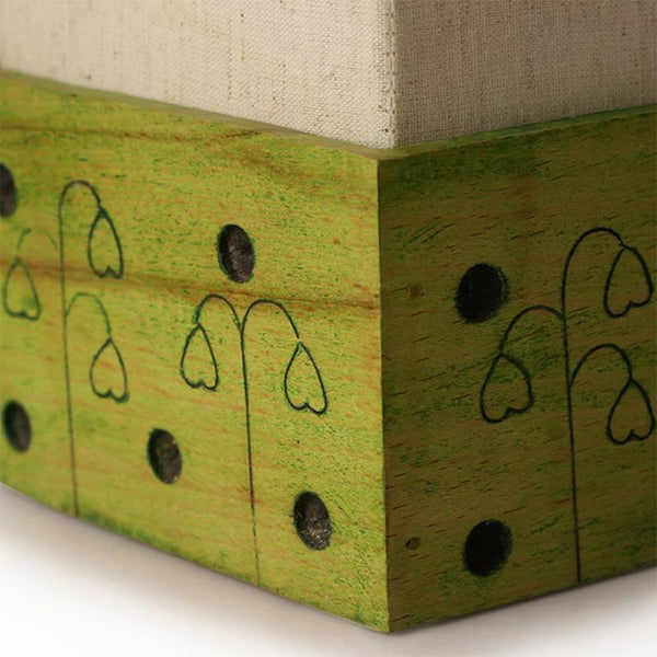 Wooden Table Lamp Carved by Traditional Artisans - Green