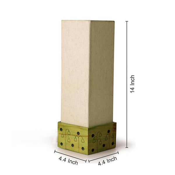 Wooden Table Lamp Carved by Traditional Artisans - Green