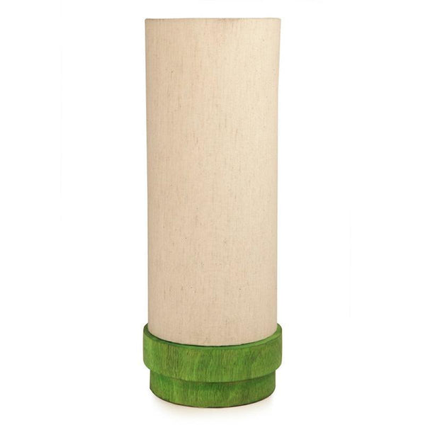 Turquoise Green  Round Wooden Table Lamp Crafted by Traditional Artisans