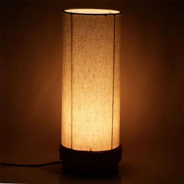 Maroon Round Wooden Table Lamp Crafted by Traditional Artisans