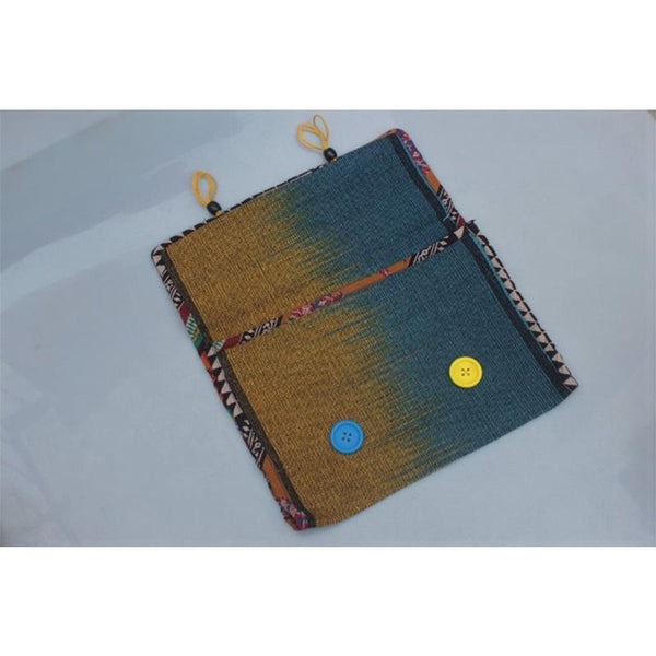 Laptop Sleeve Made with Hibiscus Fibre - Blue and Yellow Boho (38.1cm)
