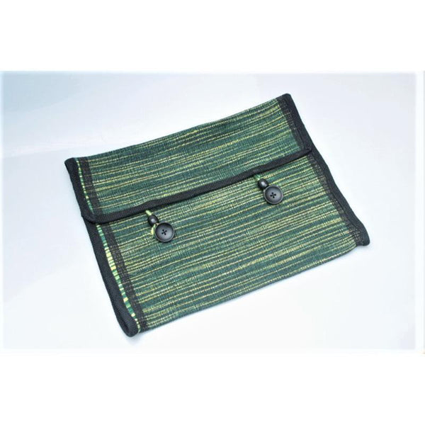 Laptop Sleeve Made with Hibiscus Fibre - Green and Black (38.1cm)