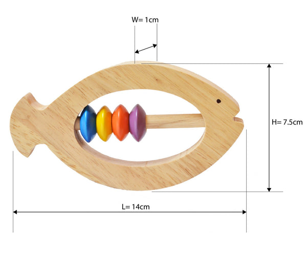 Wooden Fish Rattle and Teether for Infants