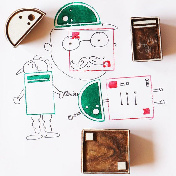 Wooden Shape Shifter Stamp Set (Set of 5 blocks) - 100% Safe, Natural & Eco-friendly
