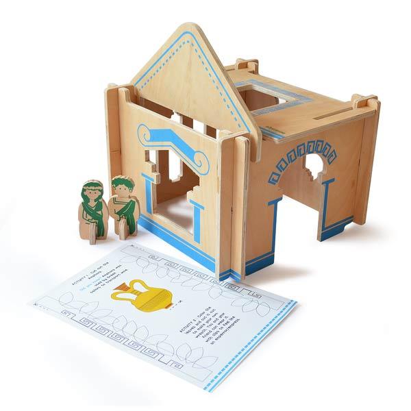 DIY Build-A-House Wooden Dollhouse Toy Set (Greek)