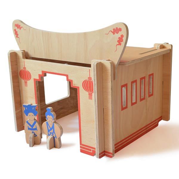 DIY Wooden Build-A-House Dollhouse Toy Set (Mandarin)