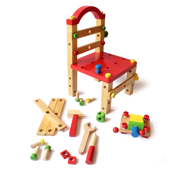 Wooden Construction Toy Chair for Toddlers