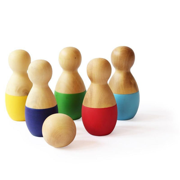 Wooden Roly Bowly Pins Set (Set of 6 pins) - 100% Safe, Natural & Eco-friendly