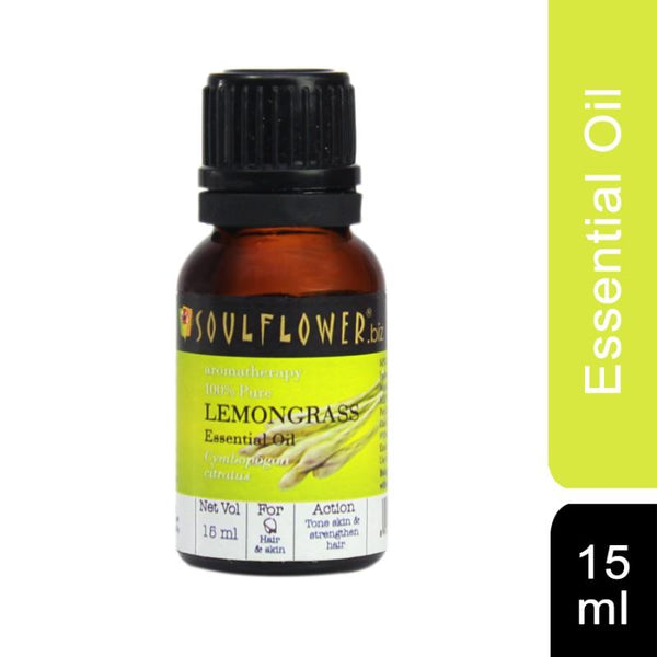Soulflower Lemongrass Oil for Hair and Skin, 15ml