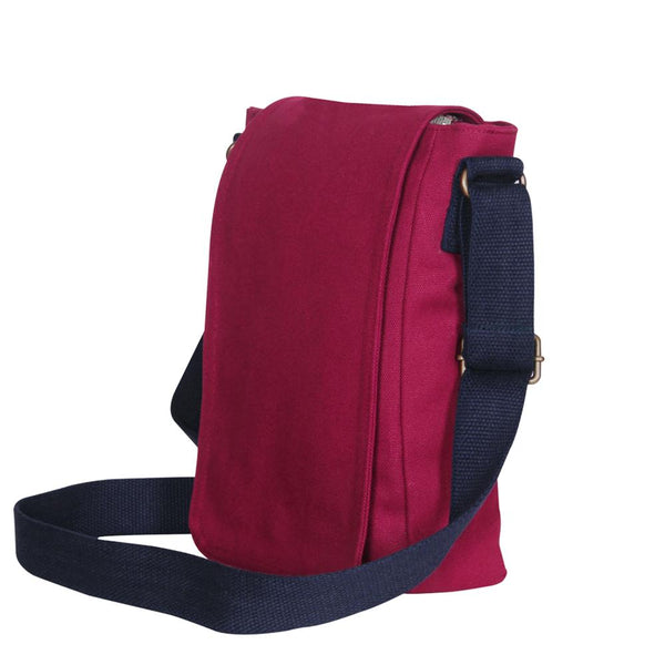 Reusable Eco-friendly Canvas Cross Body Bag - Maroon