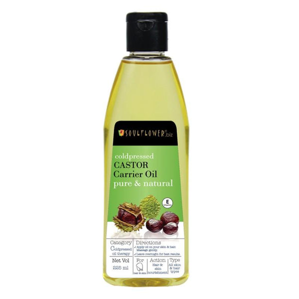 Soulflower Castor Oil for Hair, Skin and Beard Growth, 225ml