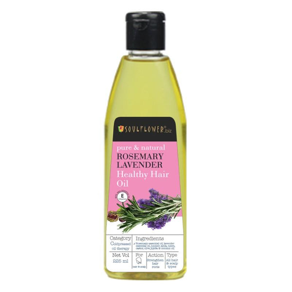 Soulflower Pure and Natural Rosemary Lavender Healthy Hair Oil, 225ml