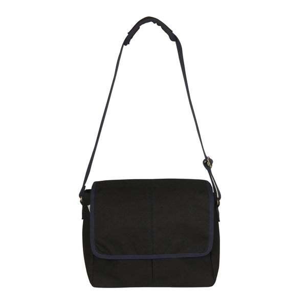 Reusable Eco-Friendly Canvas Messenger Bag - Black