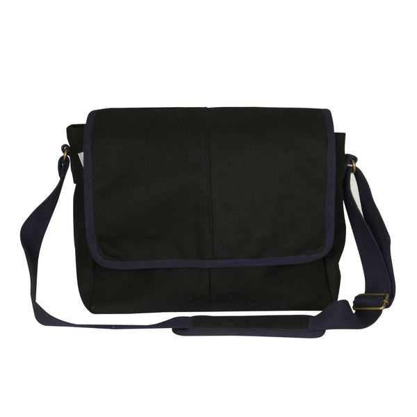 Reusable Eco-Friendly Canvas Messenger Bag - Black