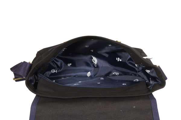 Reusable Eco-Friendly Canvas Messenger Bag - Black