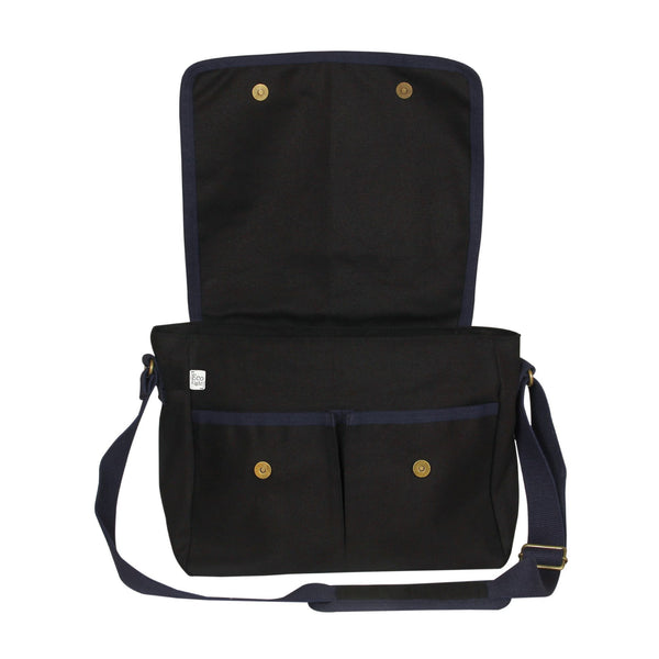 Reusable Eco-Friendly Canvas Messenger Bag - Black