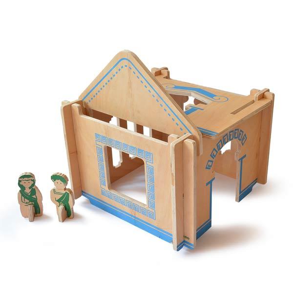 DIY Build-A-House Wooden Dollhouse Toy Set (Greek)