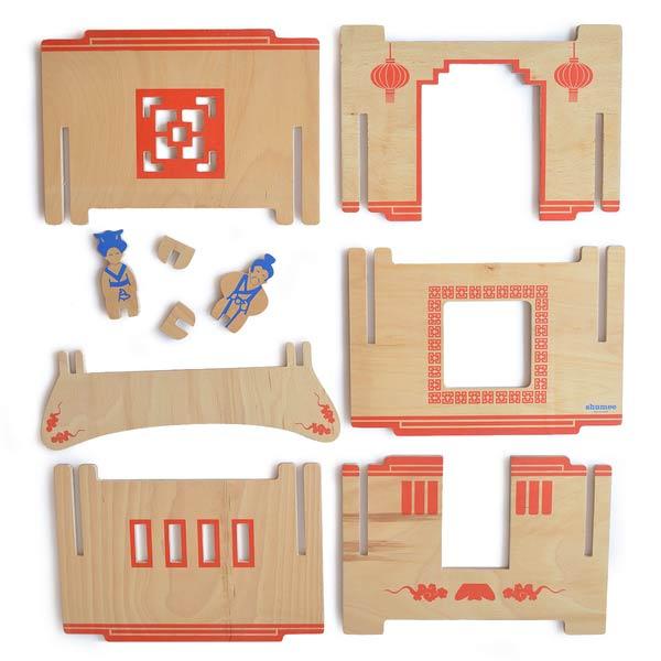 DIY Wooden Build-A-House Dollhouse Toy Set (Mandarin)