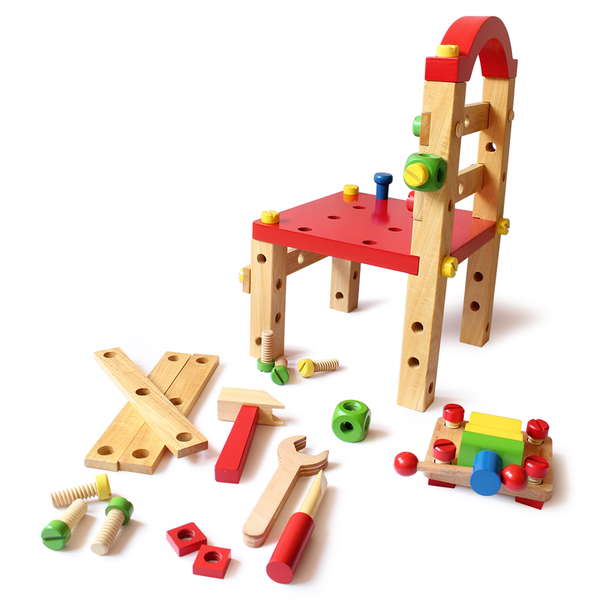 Wooden Construction Toy Chair for Toddlers