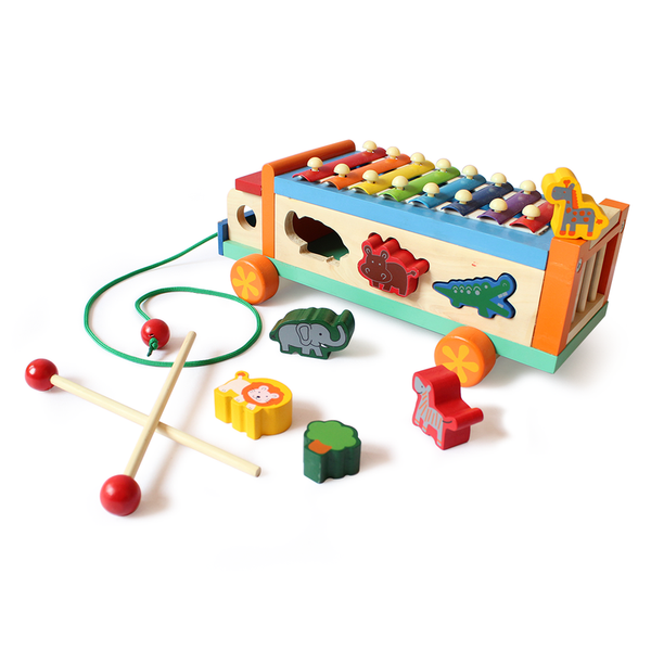 Wooden Animal Musicial Activity Truck - 100% Safe, Natural & Eco-friendly