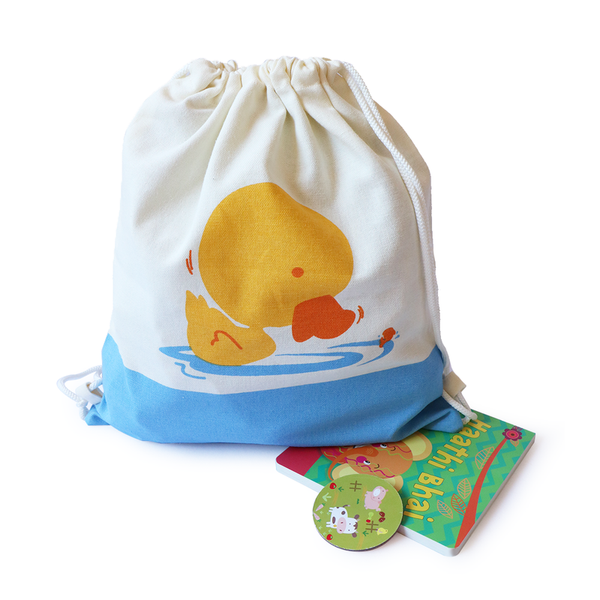 Treasure Trove Canvas Drawstring Toy Bag for Toddlers (Duck)