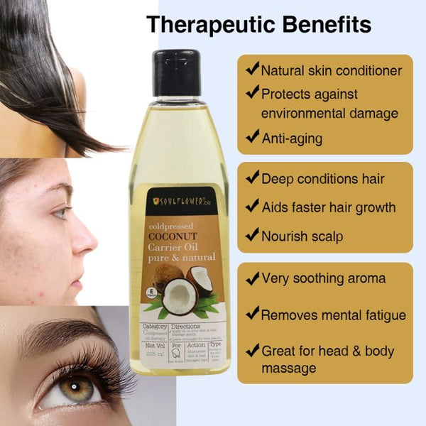 Soulflower Coconut Oil for Hair and Skin, 225ml