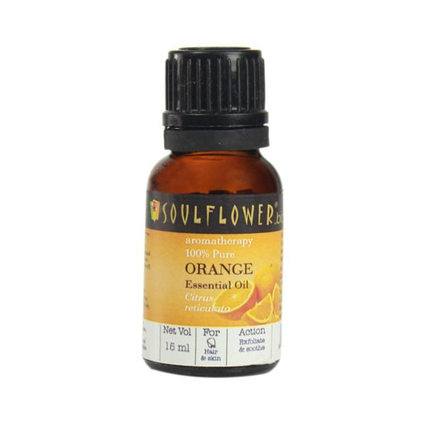 Soulflower Orange Essential Oil for Hair and Skin, 15ml