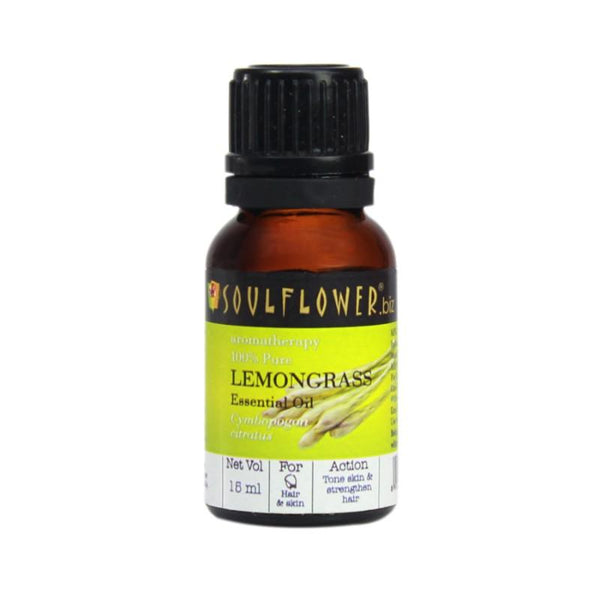 Soulflower Lemongrass Oil for Hair and Skin, 15ml
