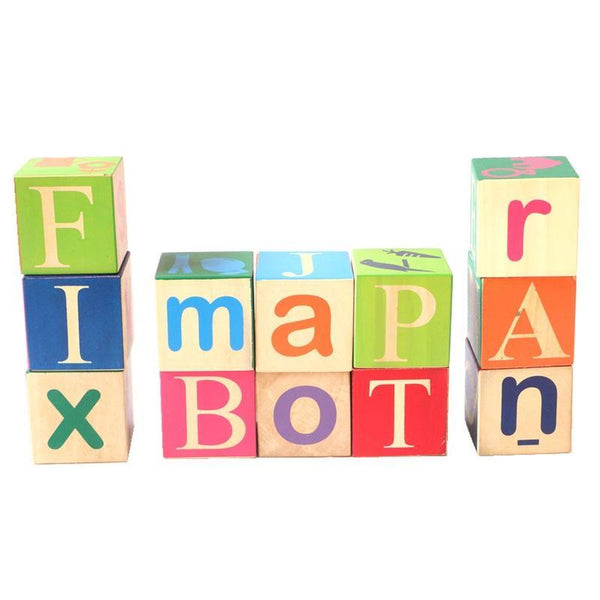 Wooden Alphabet Blocks - 100% Safe, Natural & Eco-friendly