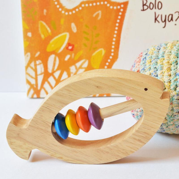 Wooden Fish Rattle and Teether for Infants