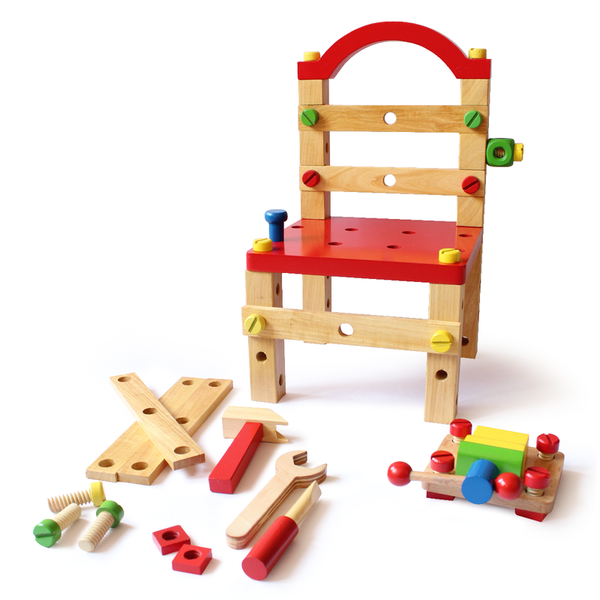Wooden Construction Toy Chair for Toddlers