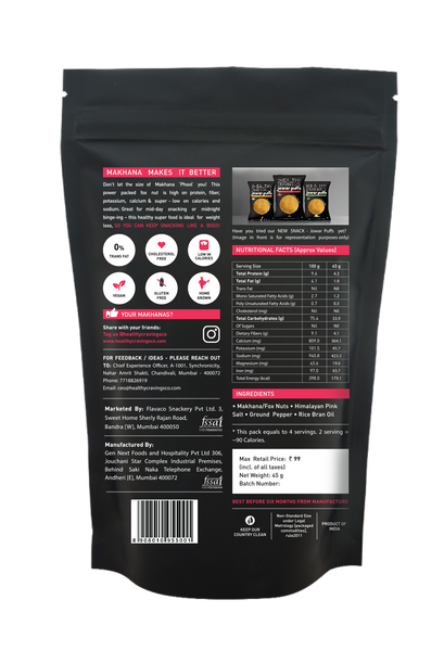 Roasted Makhana - Himalayan Pink Salt & Pepper (Pack of 3)