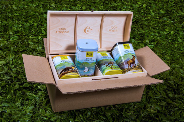 Gift Box (Organic Loose Leaf Teas) - Set of 4 with wooden case