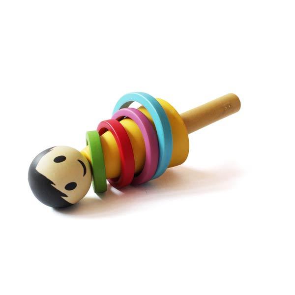 Wooden Baby Boy Rattle - 100% Safe, Natural & Eco-friendly