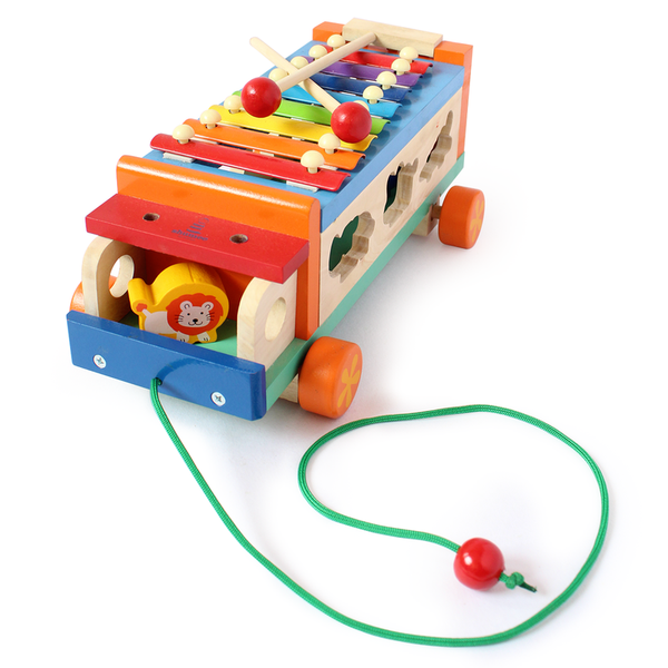 Wooden Animal Musicial Activity Truck - 100% Safe, Natural & Eco-friendly