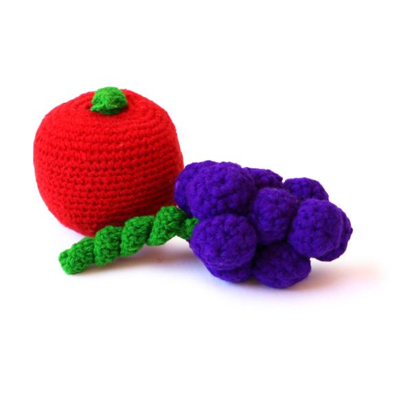 Crocheted Soft Colorful Fabric Bag-o-Fruits (Set of 5) - 100% Safe, Natural & Eco-friendly